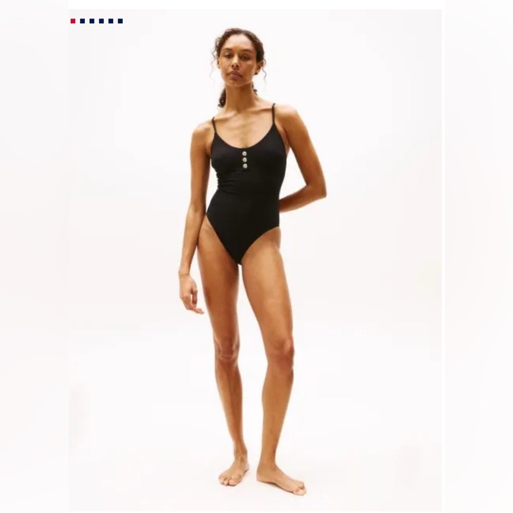 Tommy Hilfiger EMBOSSED BUTTON TEXTURED SWIMSUIT